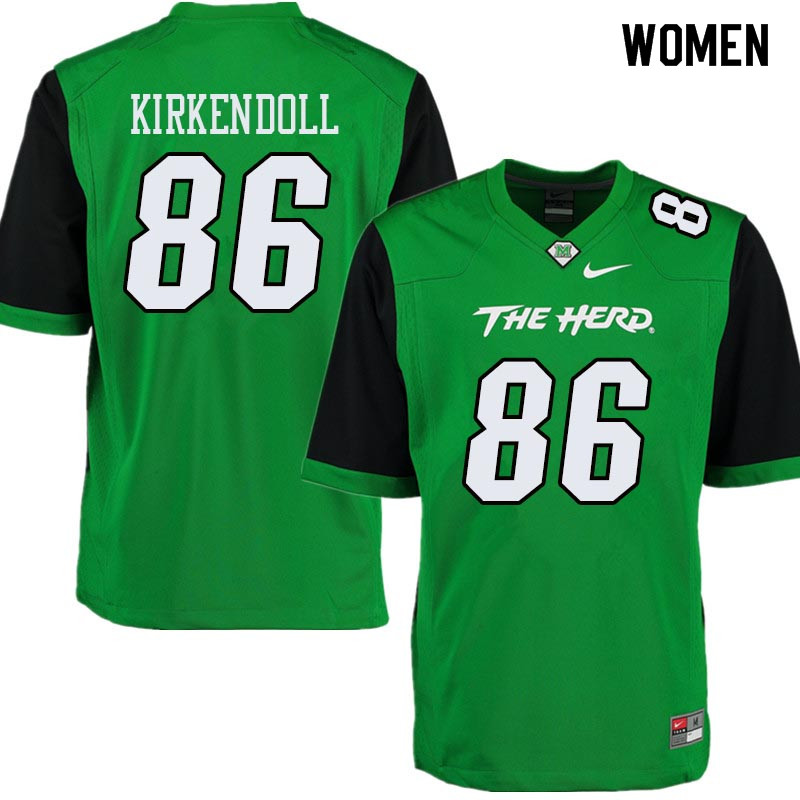 Women #86 Jacob Kirkendoll Marshall Thundering Herd College Football Jerseys Sale-Green